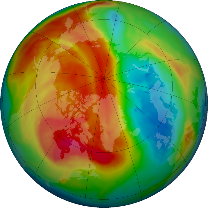 Arctic ozone map for 29 February 2016